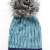 Blue Beanie with removable Pom Pom