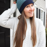 Blue Beanie with removable Pom Pom